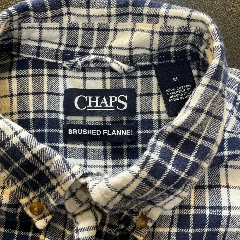 Chaps Men’s Plaid Flannel Button Down Shirts Size M Bundle of 2